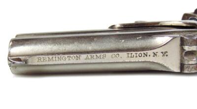 A Remington Arms Company Illion N.Y under and over Derringer type plated pistol. - 3