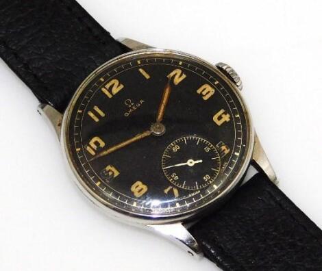 A mid 20thC WWII Omega wristwatch