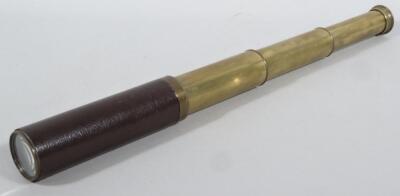 An early 20thC four draw telescope, by Dollond of London, x15 calibre, with leather centre and articulated circular end, (when closed) 18cm wide. - 2