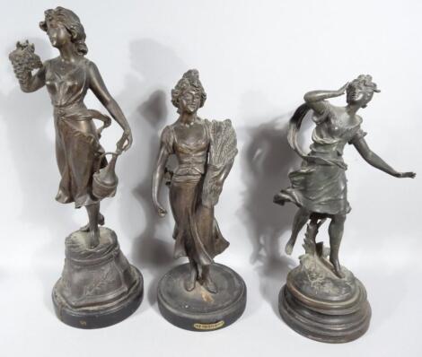 Three late 19thC spelter figures