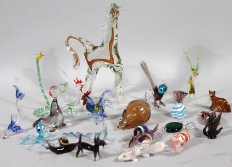 Various 20thC retro Continental glass animal figures