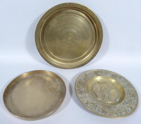 A 19thC Persian brass offertory bowl