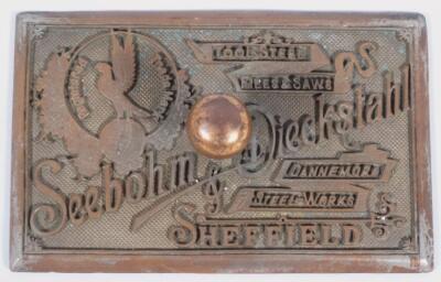 A late 19th/early 20thC Seebohm Dieckstahl Sheffield steelworks metal stamp