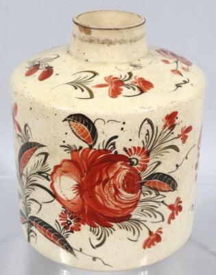 An 18thC Leeds creamware tea canister