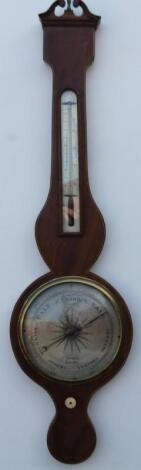 A mid 19thC mahogany wheel barometer