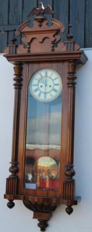 A late 19th/early 20thC Vienna walnut wall clock