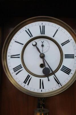 A late 19thC/early 20thC Vienna type walnut and ebonised wall clock - 2