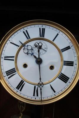 A late 19th/early 20thC Vienna walnut and ebonised wall clock - 2