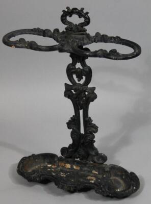 A late 19thC Victorian cast iron umbrella or whip rack