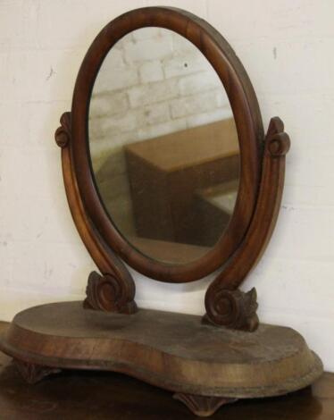 A Victorian satin birch dressing table mirror