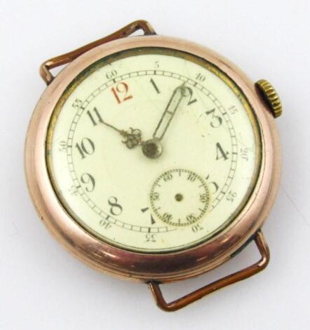 A 9ct gold wristwatch head