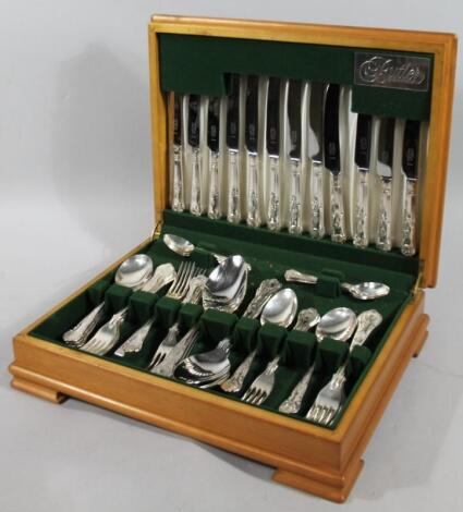 A George Butler Sheffield part canteen of silver plated cutlery