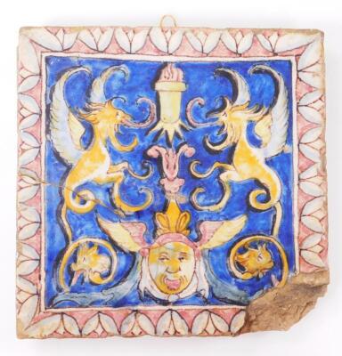 Two medieval style pottery floor tiles - 2