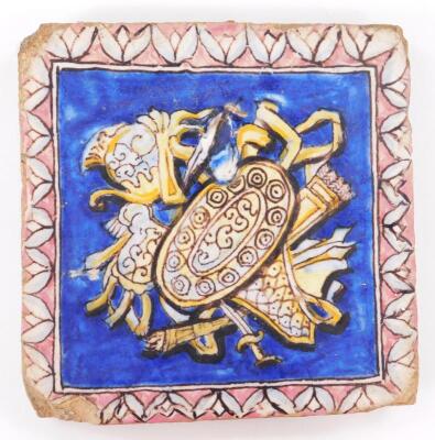 Two medieval style pottery floor tiles - 5