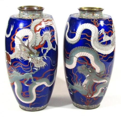 A large pair of late 19thC Japanese cloisonné vases