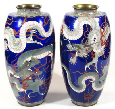 A large pair of late 19thC Japanese cloisonné vases - 3