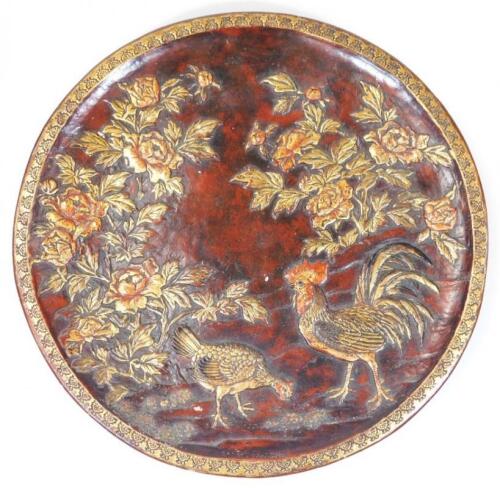 19thC Japanese plaster wall plaque