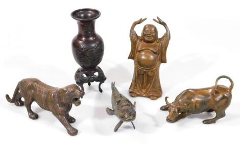 Five various bronze figures