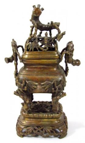 A Chinese polished bronze censer