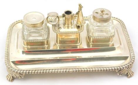 A George IV silver inkstand