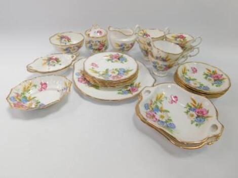 A Royal Albert porcelain part tea service decorated in the Harvest Bouquet pattern