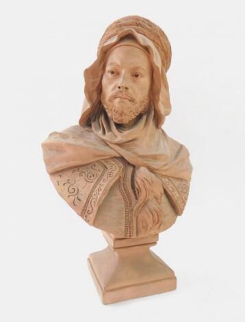 A Hanne. A terracotta bust of an Arab gentleman