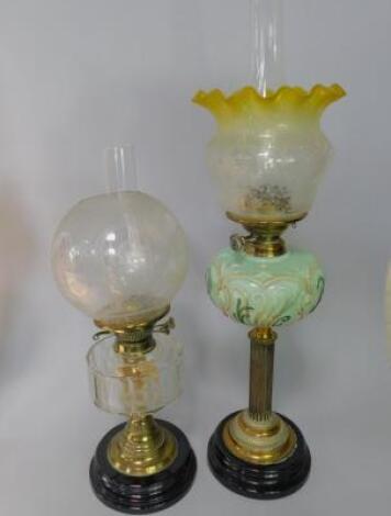 A Youngs Duplex brass oil lamp