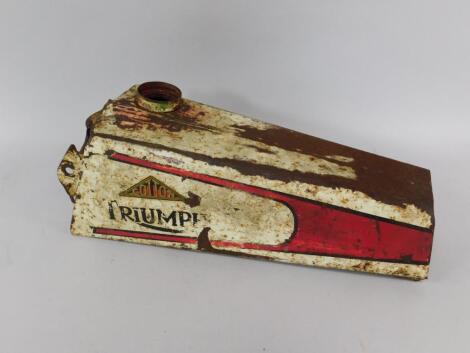 A Triumph Cotton motorcycle fuel tank