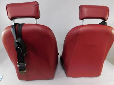 A pair of red leather car rally seats - 3