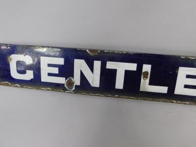 A white and blue enamel railway sign Gentleman - 2