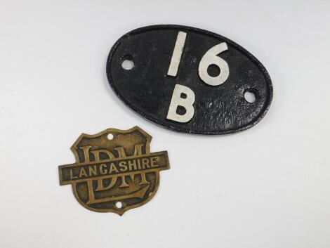 A brass LDM Lancashire shield plate