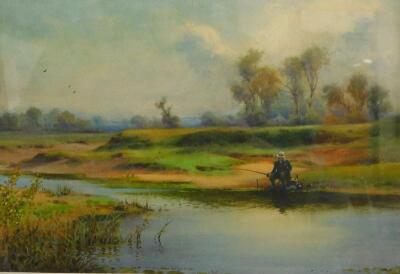 William Bartol Thomas (1877-1947). Fishing on the banks of a Lincolnshire river