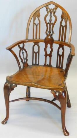 A yew ash and elm Windsor chair