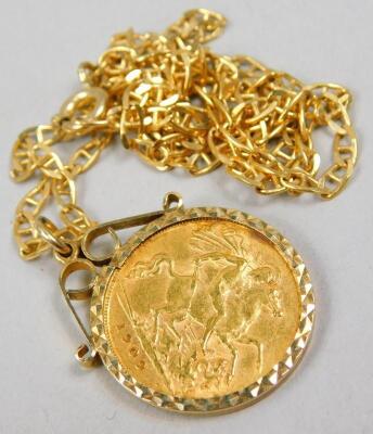 An Edward VII half gold sovereign pendant