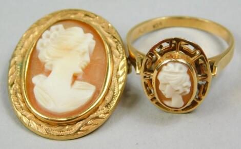 Two pieces of cameo jewellery