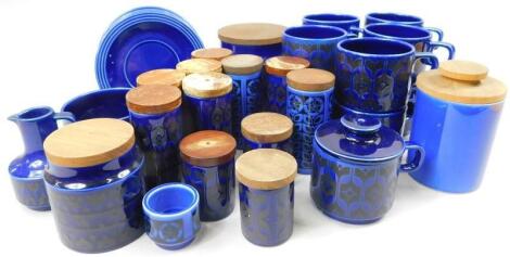 A quantity of blue glazed Hornsea Pottery