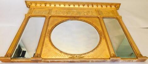 A 19thC gilt gesso overmantel mirror