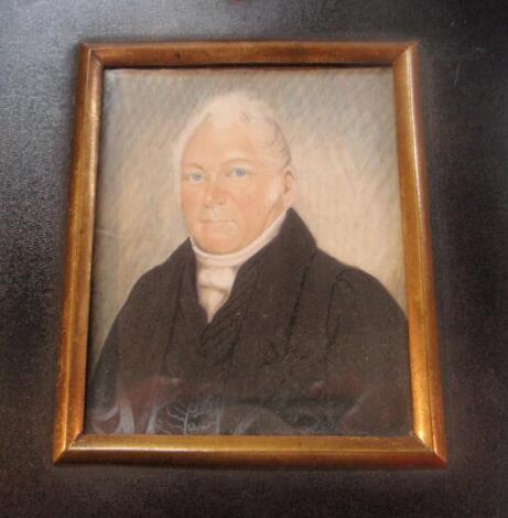 19thC School. Portrait miniature of a gentleman