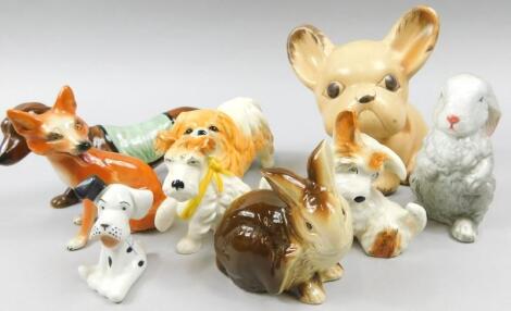 A collection of ceramic animals