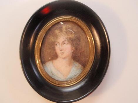 Early 20thC School. Portrait miniature of a lady