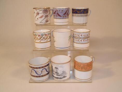 Nine porcelain coffee cans