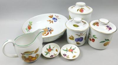 Three Royal Worcester Evesham pattern storage jars