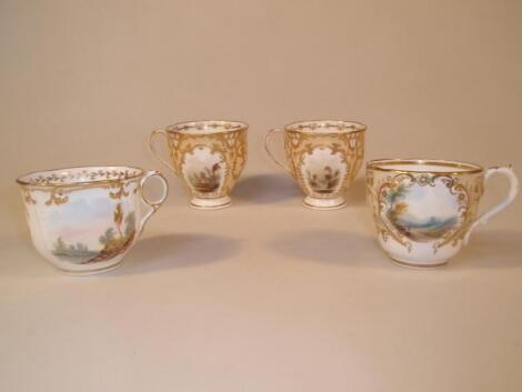 Four 19thC porcelain tea cups