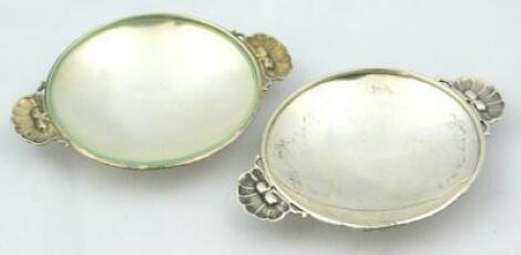 A pair of Georg Jensen sterling shallow small dishes or salts