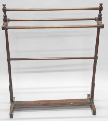 A 19thC turned mahogany towel rail