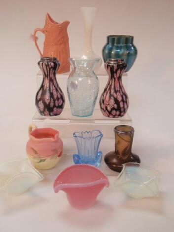 A selection of small Victorian and other glass vases