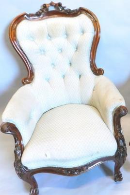 A Victorian mahogany show frame armchair