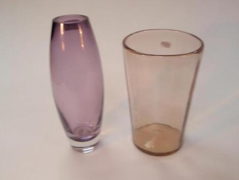 An amethyst Polish studio vase and another