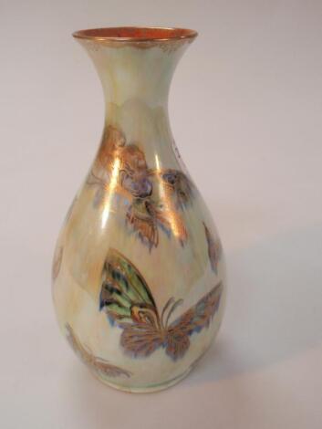 A Wedgwood lustre vase of ovoid shape with gilt butterfly decoration