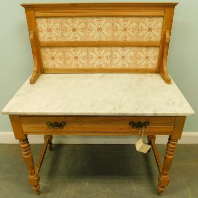 A Victorian stripped walnut wash stand